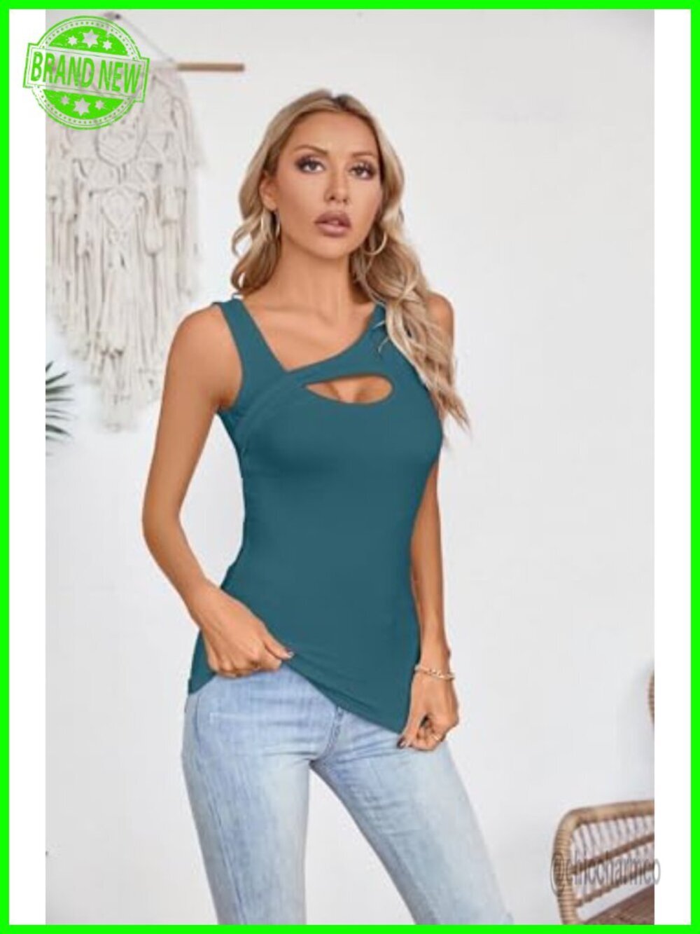 Ribbed Tank Top Cutout Sleeveless Sexy Y2K Fitted Summer Top Stretchy - Picture 3 of 7